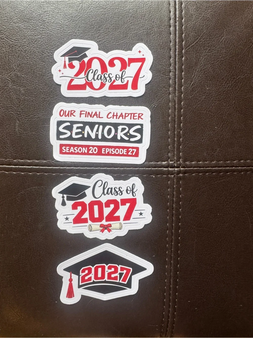 Class of 2027 Red & Black Graduation Sticker Set